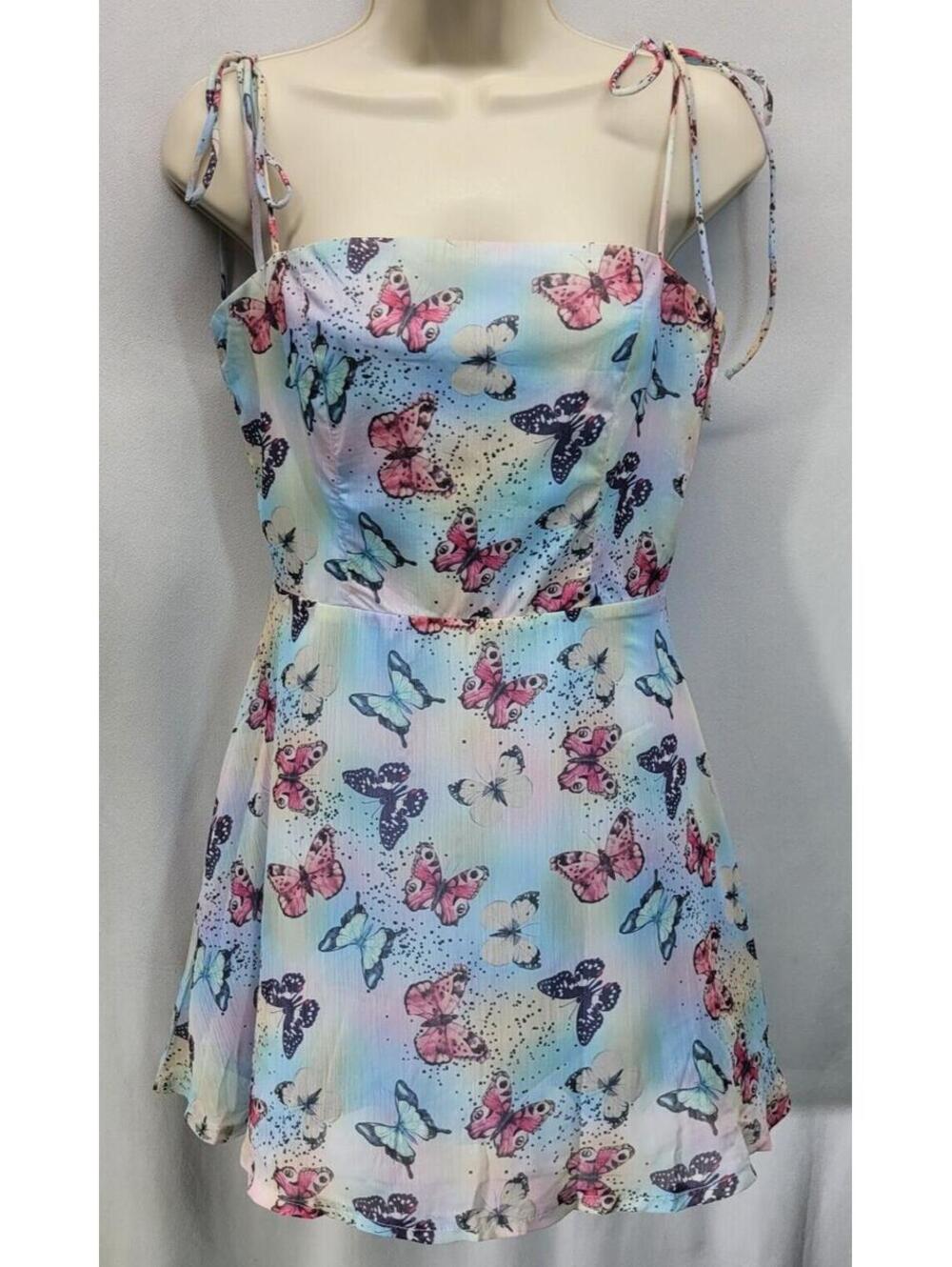 Luvalot Women's Sleeveless Adjustable Spagetti Strap Dress with Butterflies Sz 4